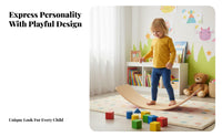 Sensory Training Curved Balance Board Solid Wood Construction Curvy Balance Board Unrestricted-Ended Play Child-Centered Rocker Multi-Use for Toddlers, Adults, Indoor, Playroom, Home Gym