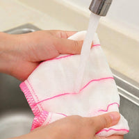 5 Layer Cotton Gauze Dish Cloths, Lintless Dish Cloths for Dishwashing, Textured Oil-Resistant White and Pink Stitched Edge Dishcloths, 5 Pack