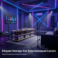 High Load Capacity Home Theater Component Cabinet Heavy Duty Stereo Equipment Stand Multi-Functional Storage Accessible-Shelf Audio Stand Easy Assembly for Audiophiles, Living Room, Studio