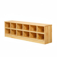 Wooden Multi-Compartment Shelf Natural Wood Finish Playroom Organization Center Child-Safe Design child-appropriate Height