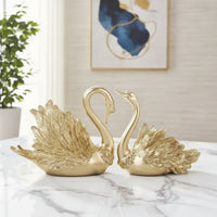 Tabletop Swan Figurine Elegant Swan Figurines Glossy Shelf Decoration Intricate for Living Room, Wine Cabinet, TV Stand, Bookshelf