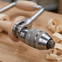 Wood-and-Silver Bow Drill Compact Hand Drill Curved