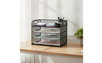 Mesh Letter Tray with Four Tiers Foldable Desktop File Organizer A4 Document Holder Sturdy Paper Sorter Clutterunobstructed
