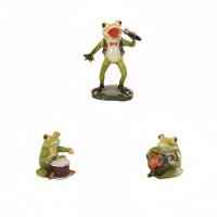 3 Pieces Musical Frog Ornaments Set Cute Miniature Frog Statues Handcrafted Look House Decoration for Desktop, Garden