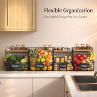Kitchen Storage Hanging Basket with Wooden Lids for Vegetable Wall or Countertop Wire Rack, Foldable Design for Home