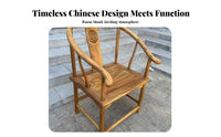 Solid Wood Construction Traditional Chinese Armchair With Armrests Slat-Back Armchair Vintage Design Dining Chair Sturdy for Tea Lovers, Cultural Enthusiasts, Homeowners, Living Room, Restaurant, Home