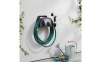 Drill Free Wall Mount Hose Rack Space Saving Wall Mount Hose Holder Easy to Install Sturdy Plastic for Gardeners, Car Owners, Garage