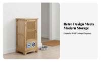 Retro design Rattan Door Cabinet Modern Design 2-Door Rattan Cupboard Multi-Purpose Sideboard Multifunctional for Apartment Dwellers, Homeowners, Families, Living Room, Entryway, Hallway, Bedroom