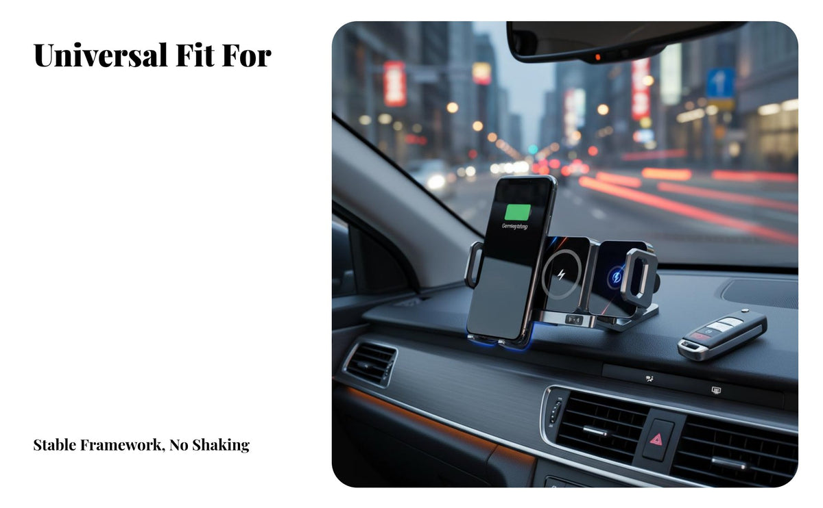 Double-CoilcoilCoil Automatic Clamping Cradle Foldable Design Auto-Clamping Charging Cradle 90-Degree Rotation Car Phsingle-Handedly Mount for Driving