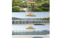Tiki Umbrella with Tilt Double-Layer Thatch Parasol Tiltable Straw Umbrella for Patio, Poolside, Garden