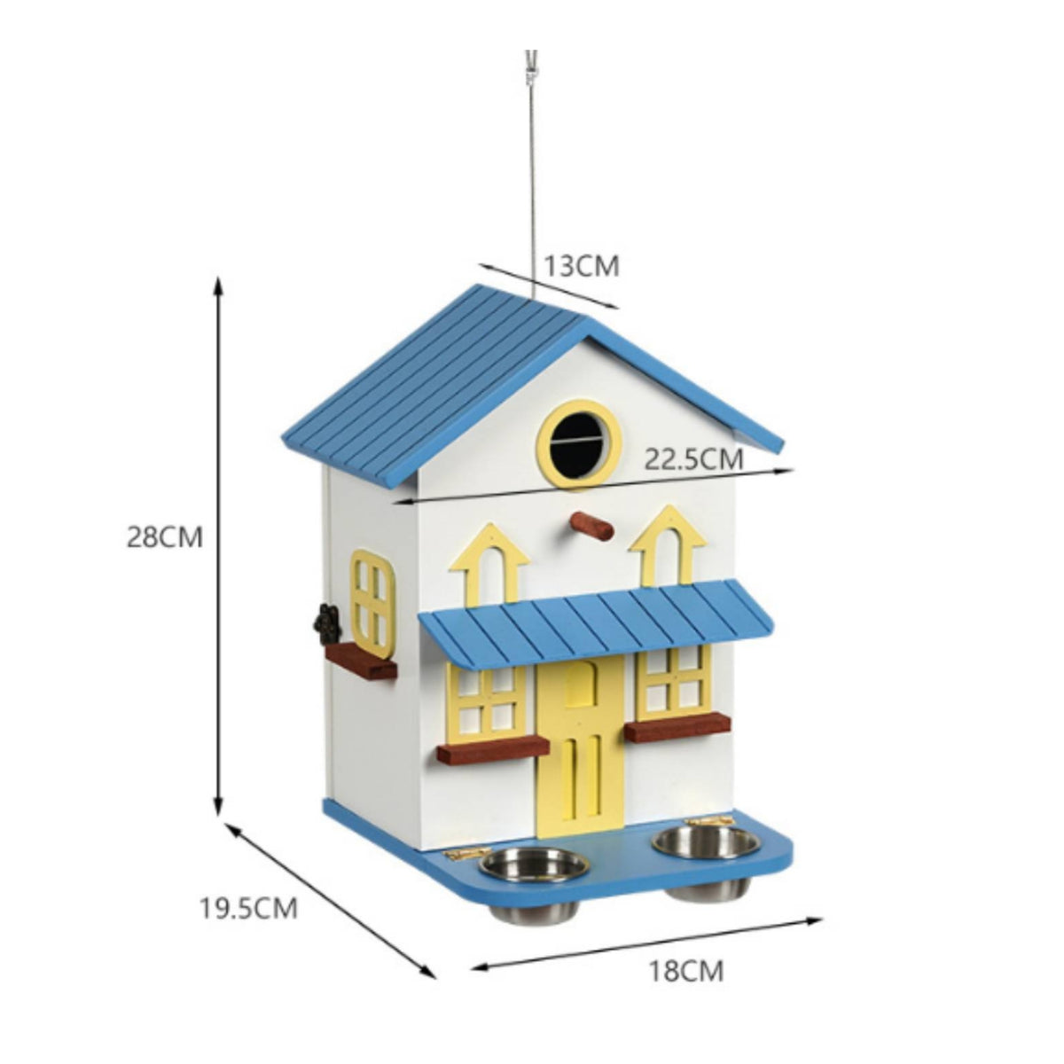 Birdhouse Feeder with Bowls Decorative Hanging Birdhouse Outdoor Hanging Bird Feeder for Gardeners, Backyard, Patio
