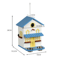 Birdhouse Feeder with Bowls Decorative Hanging Birdhouse Outdoor Hanging Bird Feeder for Gardeners, Backyard, Patio