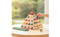 Educational Wooden Pyramid Sorter Educational Shape Sorting Pyramid Interactive Peg Insertion Toy Developmental for Toddlers, Preschoolers, Kids, Home, Classroom, Playroom