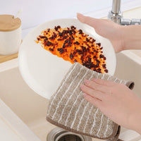 Quick-Drying Dishcloth Cleaning Cloths, Striped 25cm x 25cm Dish Cloths, High Absorbency Polyester Multipurpose Stitched Border Rag