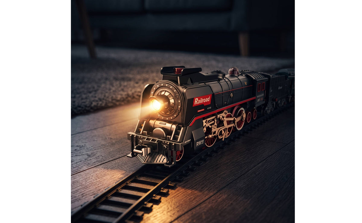 Steam Train Toy Track Set Electric Train Set with Tracks for Young Children, Playroom