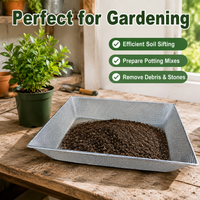 Soil Sifter, 2mm Mesh Galvanized Steel Sieve, 43x33x9-10cm Square Dirt Sifter for Gardeners, Sand & Gravel