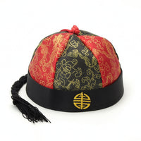 Chinese Costume Cap Traditional Ancient Chinese Cap Brocade Hat with Tassel Satin Imperial for Performers, Stage Performances