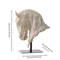 Horse Head Sculpture with Metal Stand Faux Jade for Living Room Console, Office