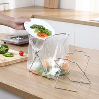 Foldable Trash Bag Stand, Yellow Bag Stand for Camping & Barbecues, Sturdy Wire Garbage Bag Holder, Silver Waste Collector