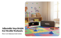 Stable Design Aerobic Step Platform Compact Storage Fitness Step Deck Heavy Duty Adjustable Workout Stepper Quiet Operation for Children, Beginners