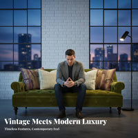 Verdant Tufted Settee French & aesthetic Couch Vintage Inspired Lounge Seating for Apartment Dwellers, Design aficionados, Living Room, Home, Reception Area