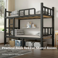 Dormitory Bunk Bed High Load Capacity Metal Frame Bunk Bed Space Saving Bedroom Furniture for Students, Adults, Construction Site Dorm, School, Hostel