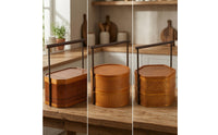 Handmade Double-Layer Bamboo Basket Natural Basket with Handle and Lid Vintage Multi-Purpose for Tea Lovers