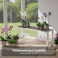 Rolling Plant Stand With Caster Wheels Flower Pot Holder Multi-Tier Design Easy Assembly for Patio
