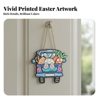 Wooden Easter Hanging Decoration Printed 3D Easter Egg Door Hanger Wood Wooden Hare Wall Decor for Kids, Families, Entryway, Party