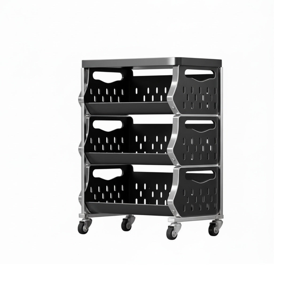 Multi-Tier Stackable Produce Basket Wheeled Design Kitchen Organizer Rolling Wheels Household Storage Large Capacity for Home Cooks, Apartment Dwellers, Pantry, Laundry Room, Bathroom, Playroom