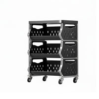 Multi-Tier Stackable Produce Basket Wheeled Design Kitchen Organizer Rolling Wheels Household Storage Large Capacity for Home Cooks, Apartment Dwellers, Pantry, Laundry Room, Bathroom, Playroom