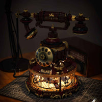 Telephone Building Set with Carousel Base Illuminated Telephone Model Kit with Lights Carousel Model Decorative for Builders