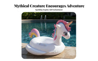 Inflatable Mythical Creature Float with Seat Thickened Material Mythical Horse Inflatable Toy Sturdy PVC Glitter Swim Tube for Girls, Infants, Beach
