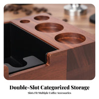 Wooden Espresso Pressing Station Compact Design Portafilter Holder with Drawer Universal Espresso-Compatible Pressing Station for Home Baristas