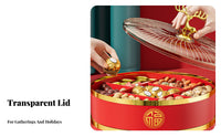 Rotating Snack Box Light Luxury Design Compartment Serving Platter Compartmentalized Storage Chinese New Year Candy Box for Hosts, Living Room