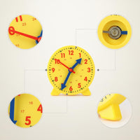 Clock Model for Elementary School Students, First and Second Grade Time Learning Aid, Three-Hand Linkage Principle Teaching Tool