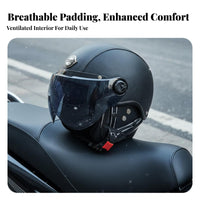 All-Season Retro Half Helmet Gender-Neutral Design Uncovered Face Helmet with Visor Quick Release Buckle for Electric Bicycle Riders
