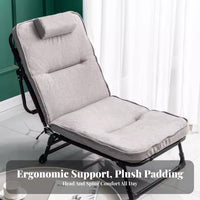 Foldable Design Adjustable Folding Lounger Multifunctional Adjustable Padded Lounger Space-Saving Lounge Recliner No Assembly Required for Office Workers, Students, Living Room, Outdoor, Bedroom, Meditation