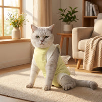 Cat Recovery Suit with Ties, Sleeveless Abdominal Surgery Pet Suit, Post Surgery Pet Clothing, Crew Neck Post-Operative Pet Clothing for Spay Neuter
