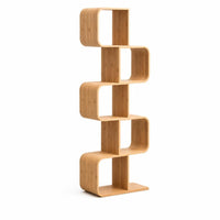 S-Shaped Storage Shelf Compact Bamboo Storage Rack Slim for Small Areas