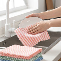 Oil Resistant Cloth Microfibre Cloth, Striped Coral Fleece Dishcloths for Cookware, High Absorbency Low-Shedding Dish Cloths for Countertops