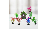 7 Pieces Aquarium House with Plants Textured Aquarium Decoration Set Aquatic Tank Decoration Set Non Decorations Lifelike