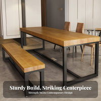 Backless Wood Top Bench Utilitarian & Look Farmhouse Dining Bench Sturdy Construction Long Stool for Home Dwellers, Families, Kitchen, Entryway