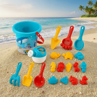 20 Pieces Smooth-Edged Beach Sand Toy Set Colorful Beach Pail with Molds Portable Sand Castle Building Kit Creative for Children