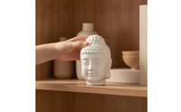 Matte White Ceramic Buddha Head Easy to Clean Buddha Head Statue Simple Bust Sculpted for Desk