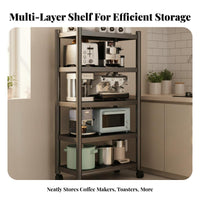 Multi-Tier Kitchen Rack Easy Assembly Installation Microwave Oven Stand Space-Saving Multi-Tier Storage Rack for Renters, Students, Pantry, Garage