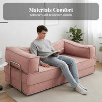 Foldable sectional Sleeper Sofa Vintage Look sectional Corduroy Sofa Bed century-inspiredcentury-inspired-century-inspired-century modern aesthetic and design adaptable Seating Oversized for Apartment Dwellers, Families, residents, Lounge Area