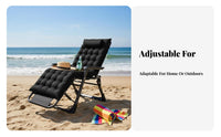 Foldable Design Folding Recliner Chair No Assembly Required Folding Recliner Lockable Recline Adjustable Rest Ping Chair Breathable Textile for Office Workers, Beachgoers, Balcony, Beach, Backyard, Garden