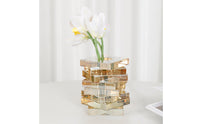 Stacked Glass Vase Luxury Style Geometric Vase Decor Easy to Clean House Ornament for Dining Table