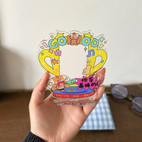 3 inch Clear Acrylic Photo Frame, Cartoon Standee Picture Frame for Instant Photo Display, Modern Small Desk